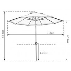 Abba Patio 11-Ft Patio Umbrella with Push Button Tilt and Crank, 8 Steel Ribs, Dark Red   565564061